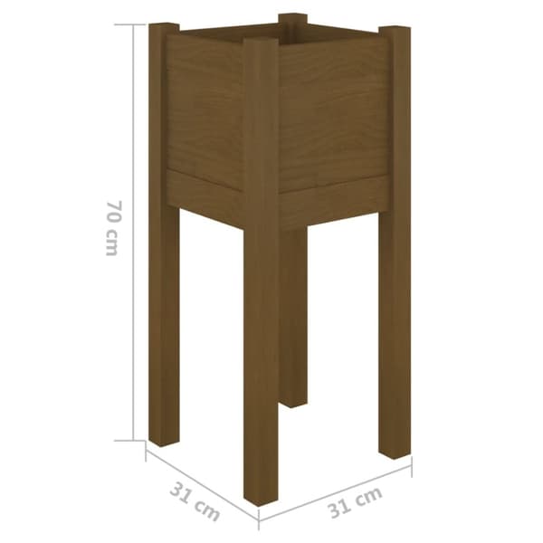 vidaXL Puutarhan kukkalaatikko hunajanruskea 31x31x70 cm täysi mänty