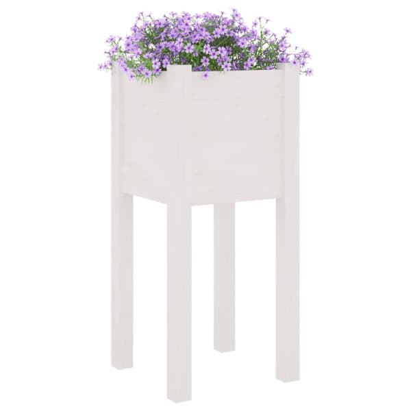vidaXL Plantekasser 2 stk hvit 31x31x70 cm heltre furu