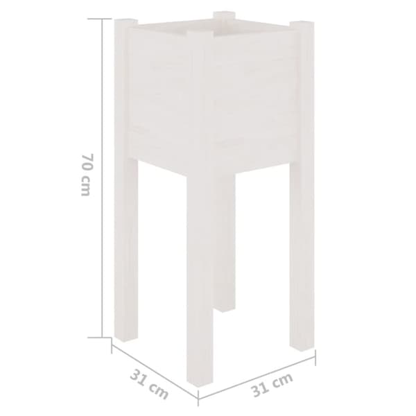 vidaXL Plantekasser 2 stk hvit 31x31x70 cm heltre furu