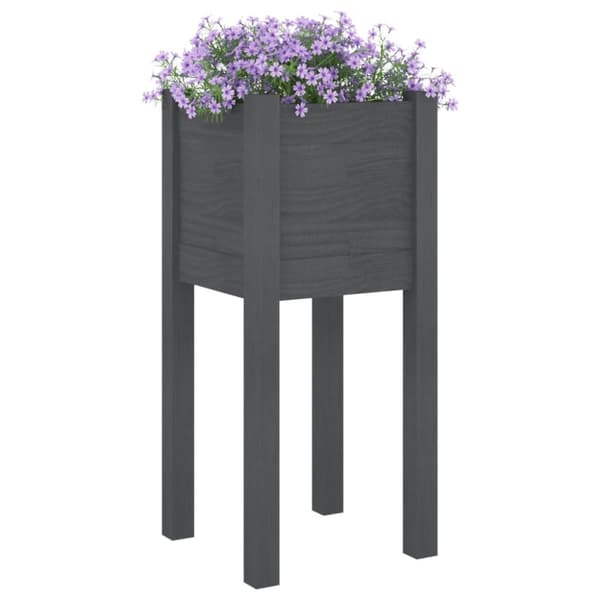 vidaXL Plantekasse grå 31x31x70 cm heltre furu