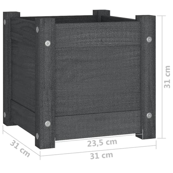 vidaXL Plantekasser 2 stk grå 31x31x31 cm heltre furu