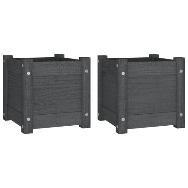 vidaXL Plantekasser 2 stk grå 31x31x31 cm heltre furu