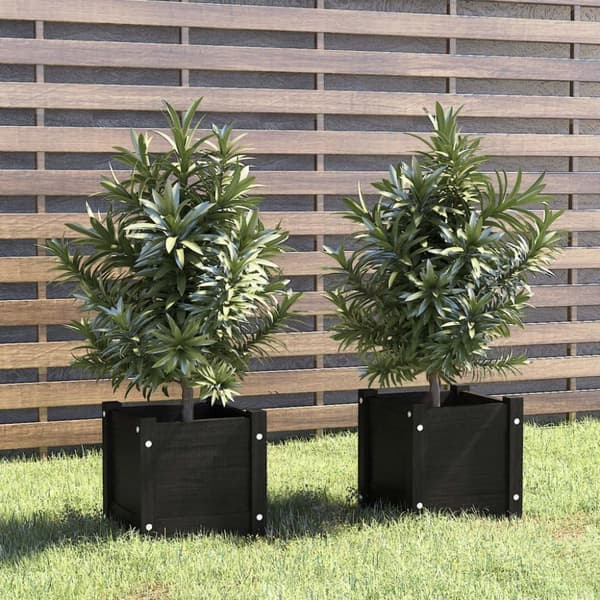 vidaXL Plantekasser 2 stk svart 31x31x31 cm heltre furu