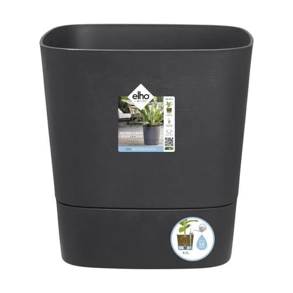 ELHO - Blomkruka - Greensense Aqua Care Square 38 - Kolgrå - Inomhus/Utomhus - Ø 38 x H 38,9 cm