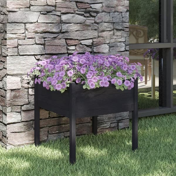 vidaXL plantekasse 70x70x70 cm massivt fyrretræ sort