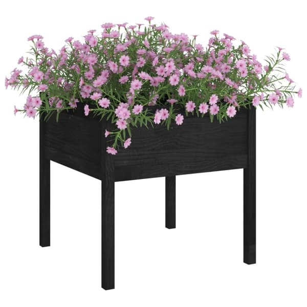vidaXL plantekasse 70x70x70 cm massivt fyrretræ sort