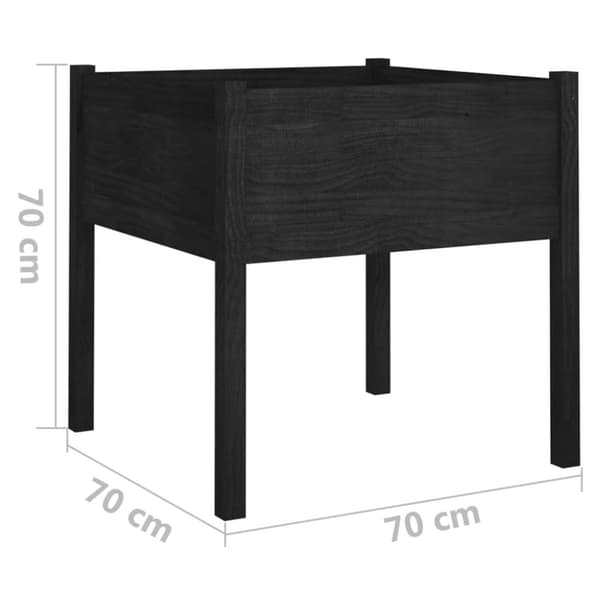 vidaXL plantekasse 70x70x70 cm massivt fyrretræ sort