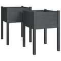 Miniatyrbilde 1 av 9: vidaXL Plantekasser 2 stk grå 50x50x70 cm heltre furu
