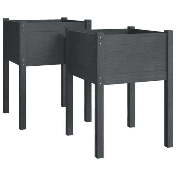 vidaXL Plantekasser 2 stk grå 50x50x70 cm heltre furu