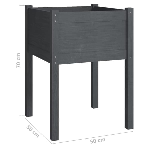 vidaXL Puutarhan kukkalaatikko harmaa 50x50x70 cm täysi mänty
