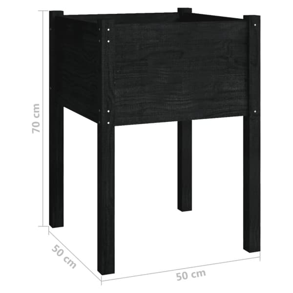 vidaXL Plantekasse svart 50x50x70 cm heltre furu