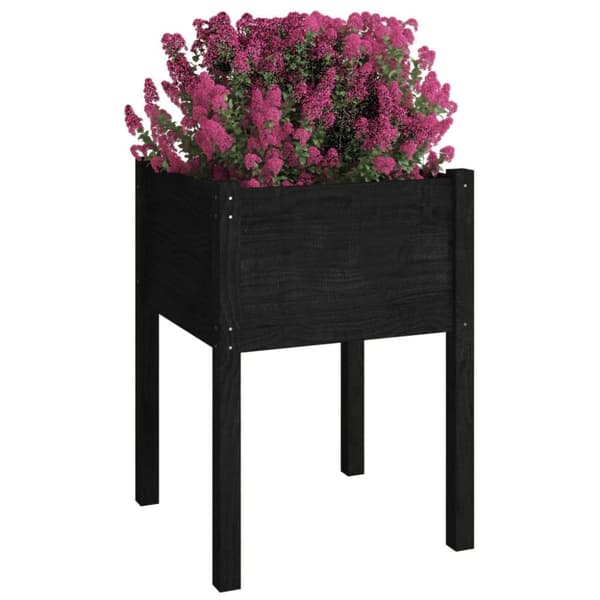 vidaXL Puutarhan kukkalaatikot 2 kpl musta 50x50x70cm täysi mänty