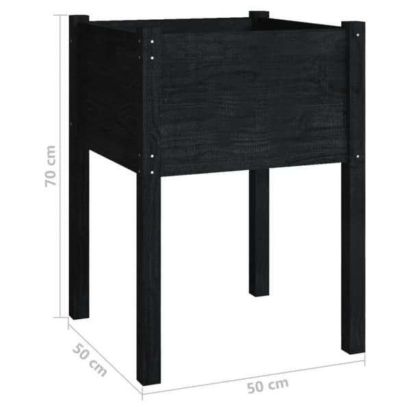 vidaXL Puutarhan kukkalaatikot 2 kpl musta 50x50x70cm täysi mänty