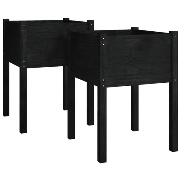 vidaXL plantekasser 2 stk. 50x50x70 cm massivt fyrretræ sort