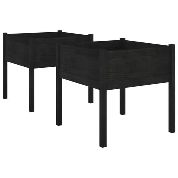 vidaXL plantekasser 2 stk. 70x70x70 cm massivt fyrretræ sort