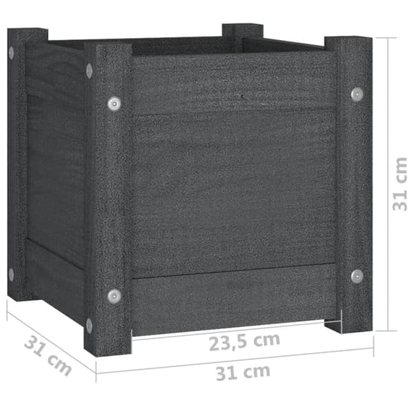 vidaXL Odlingslåda grå 31x31x31 cm massiv furu
