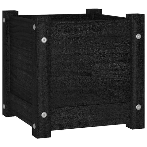 vidaXL Odlingslåda svart 31x31x31 cm massiv furu