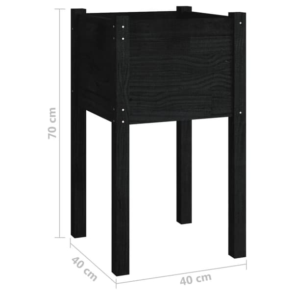 vidaXL Odlingslåda svart 40x40x70 cm massiv furu