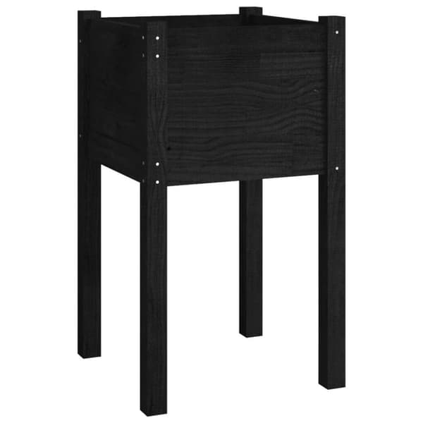vidaXL Puutarhan kukkalaatikko musta 40x40x70cm täysi mänty
