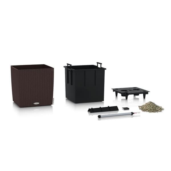 LECHUZA plantekrukke CUBE Cottage 50 ALL-IN-ONE mokkafarvet