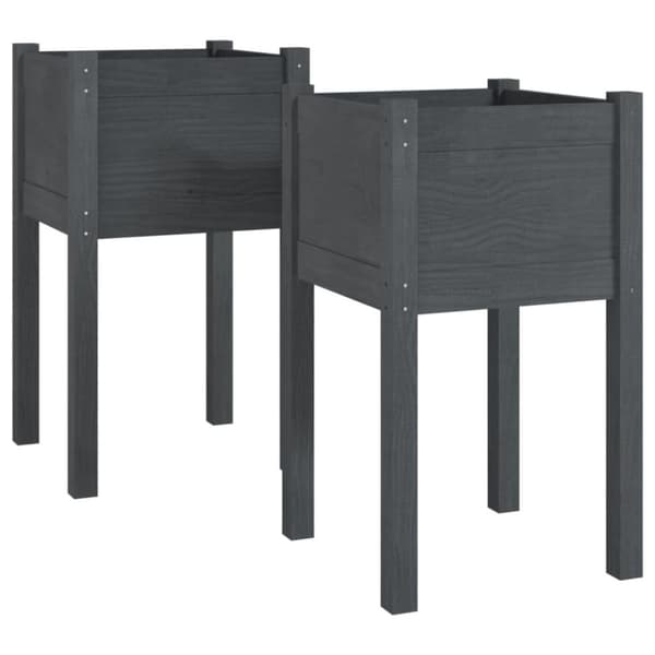 vidaXL plantekasser 2 stk. 40x40x70 cm massivt fyrretræ grå
