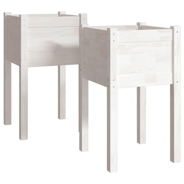vidaXL Plantekasser 2 stk 40x40x70 cm heltre furu hvit