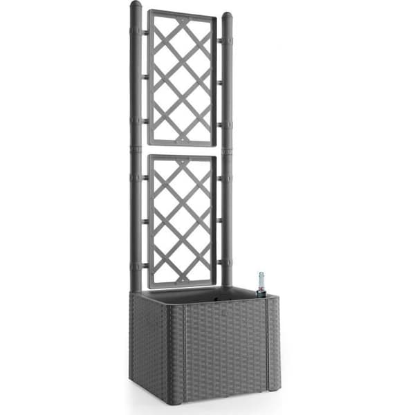 STEFANPLAST - Deluxe blomsterlåda - fyrkantig med mesh sten grå - 43x43xh142cm