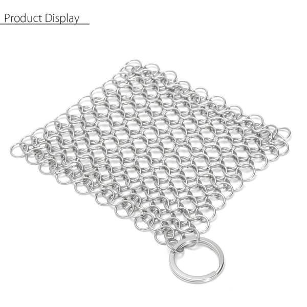 4 x 4 tommer rustfrit stål Støbejern Pan Cleaner Chainmail Scrubber Ring Køkken rengøringsværktøj
