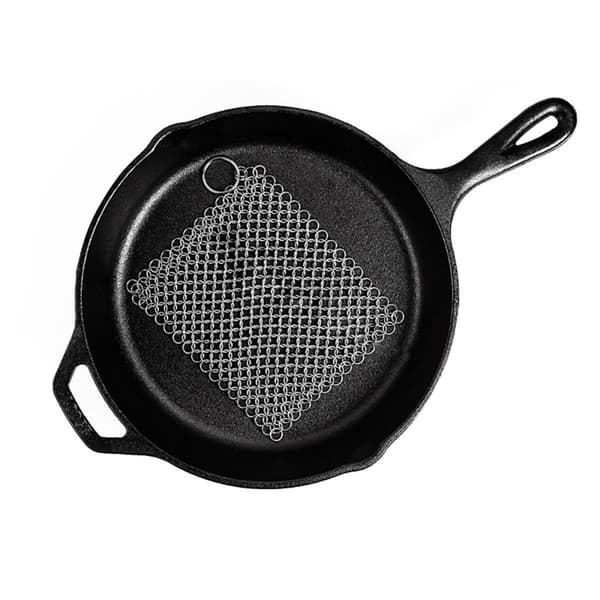 4 x 4 tommer rustfrit stål Støbejern Pan Cleaner Chainmail Scrubber Ring Køkken rengøringsværktøj