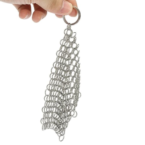 4 x 4 tommer rustfrit stål Støbejern Pan Cleaner Chainmail Scrubber Ring Køkken rengøringsværktøj