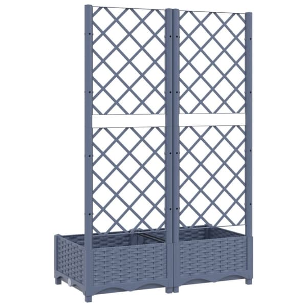 vidaXL Plantekasse med espalier blågrå 80x40x121,5 cm PP