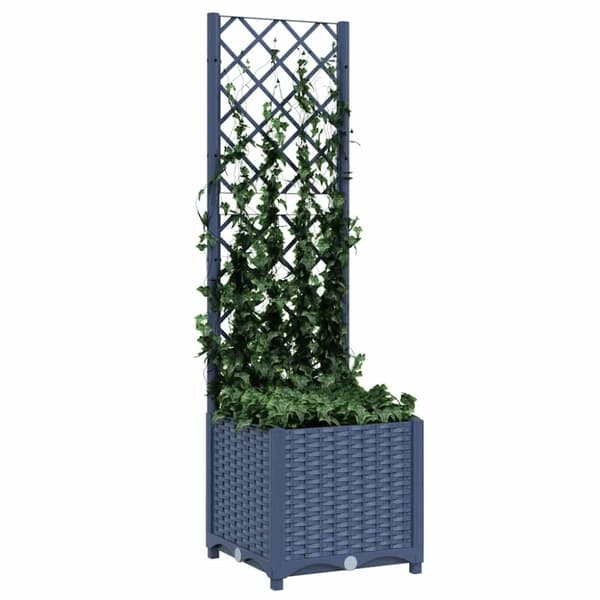 vidaXL Plantekasse med espalier blågrå 40x40x136 cm PP