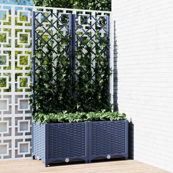 vidaXL Plantekasse med espalier mørkegrå 80x40x136 cm PP