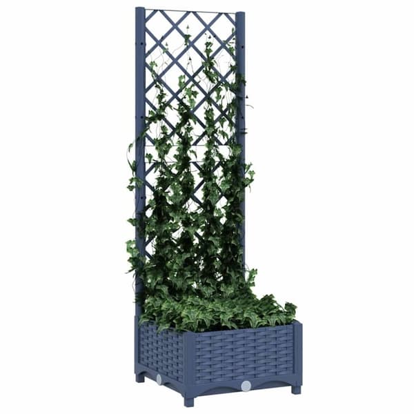 vidaXL Plantekasse med espalier blågrå 40x40x121,5 cm PP