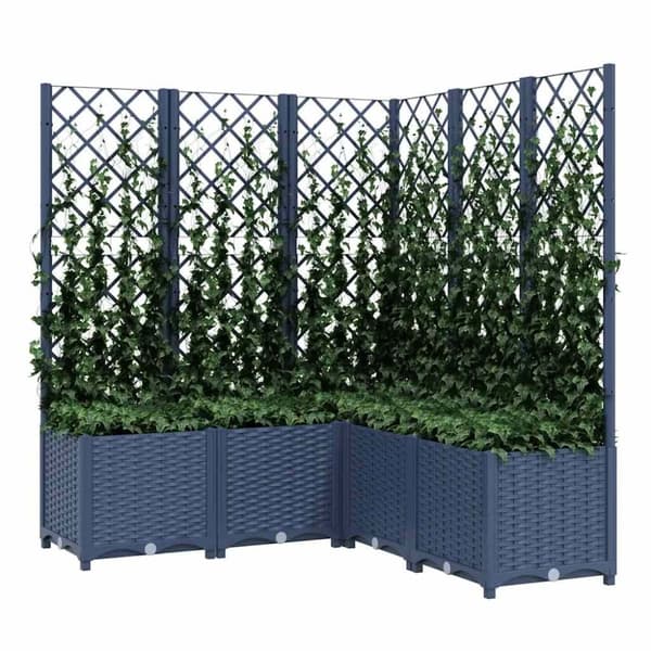 vidaXL Plantekasse med espalier blågrå 120x120x136 cm PP