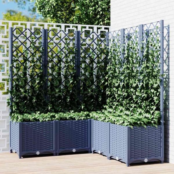 vidaXL Plantekasse med espalier blågrå 120x120x136 cm PP