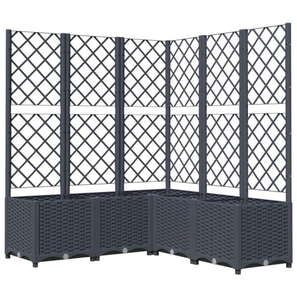 vidaXL Plantekasse med espalier mørkegrå 120x120x136 cm PP