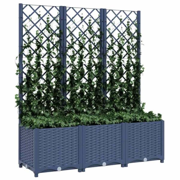 vidaXL plantekasse med espalier 120x40x136 cm PP mørkegrå