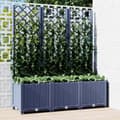 Miniatyrbillede 2 af 8: vidaXL plantekasse med espalier 120x40x136 cm PP mørkegrå
