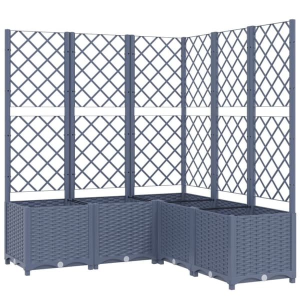 vidaXL plantekasse med espalier 120x120x136 cm PP mørkegrå