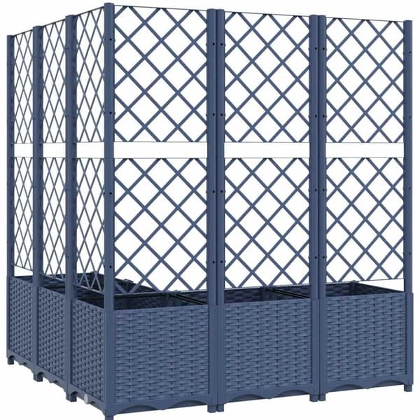 vidaXL plantekasse med espalier 120x120x136 cm PP mørkegrå