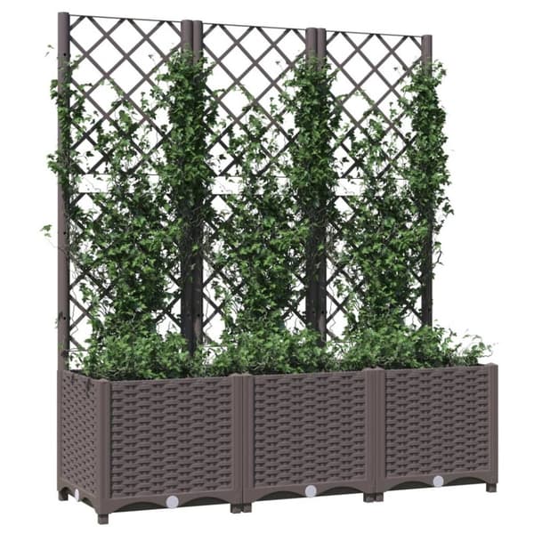 vidaXL plantekasse med espalier 120x40x136 cm PP brun