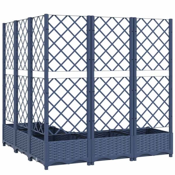 vidaXL plantekasse med espalier 120x120x121,5 cm PP mørkegrå
