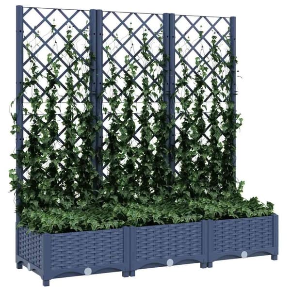 vidaXL Kukkalaatikko säleiköllä sininen harmaa 120x40x121,5 cm PP