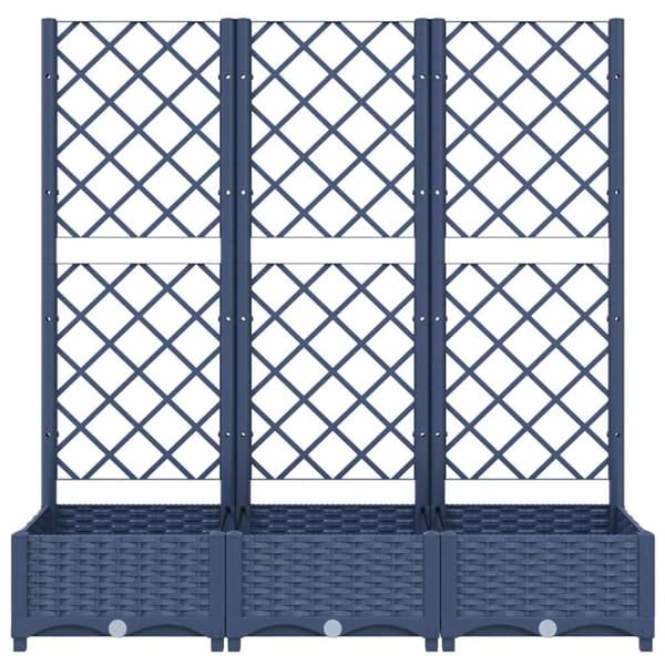 vidaXL Kukkalaatikko säleiköllä sininen harmaa 120x40x121,5 cm PP