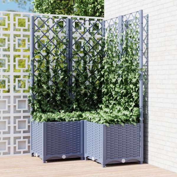 vidaXL plantekasse med espalier 80x80x136 cm PP mørkegrå