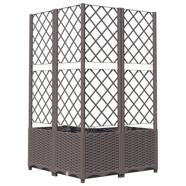 vidaXL plantekasse med espalier 80x80x136 cm PP brun