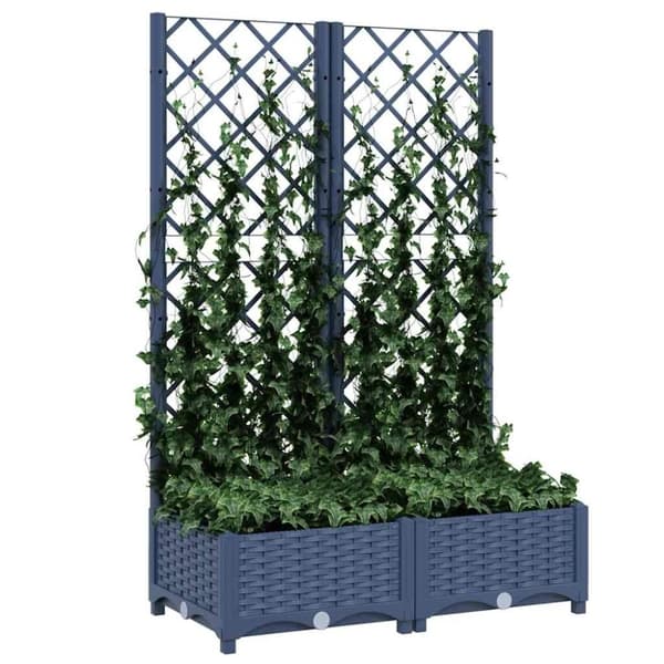 vidaXL plantekasse med espalier 80x40x121,5 cm PP mørkegrå