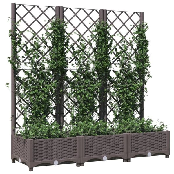 vidaXL Plantekasse med espalier brun 120x40x121,5 cm PP
