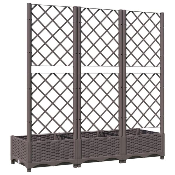vidaXL Plantekasse med espalier brun 120x40x121,5 cm PP